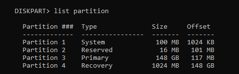 diskpart set id recovery partition